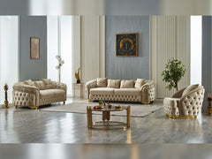 Arizona Beige 3-pieces (Sofa & Loveseat & Chair) Living Room Set - Ornate Home