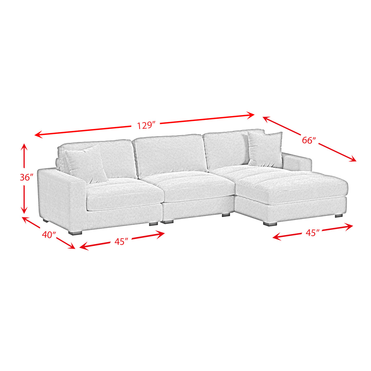 Arizona Steno Beige 3-Piece Modular Sectional with RHF Chaise