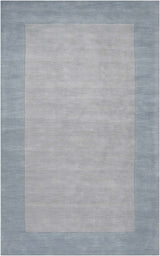 Arkabutla Solid Blue Bordered Wool Rug - Ornate Home