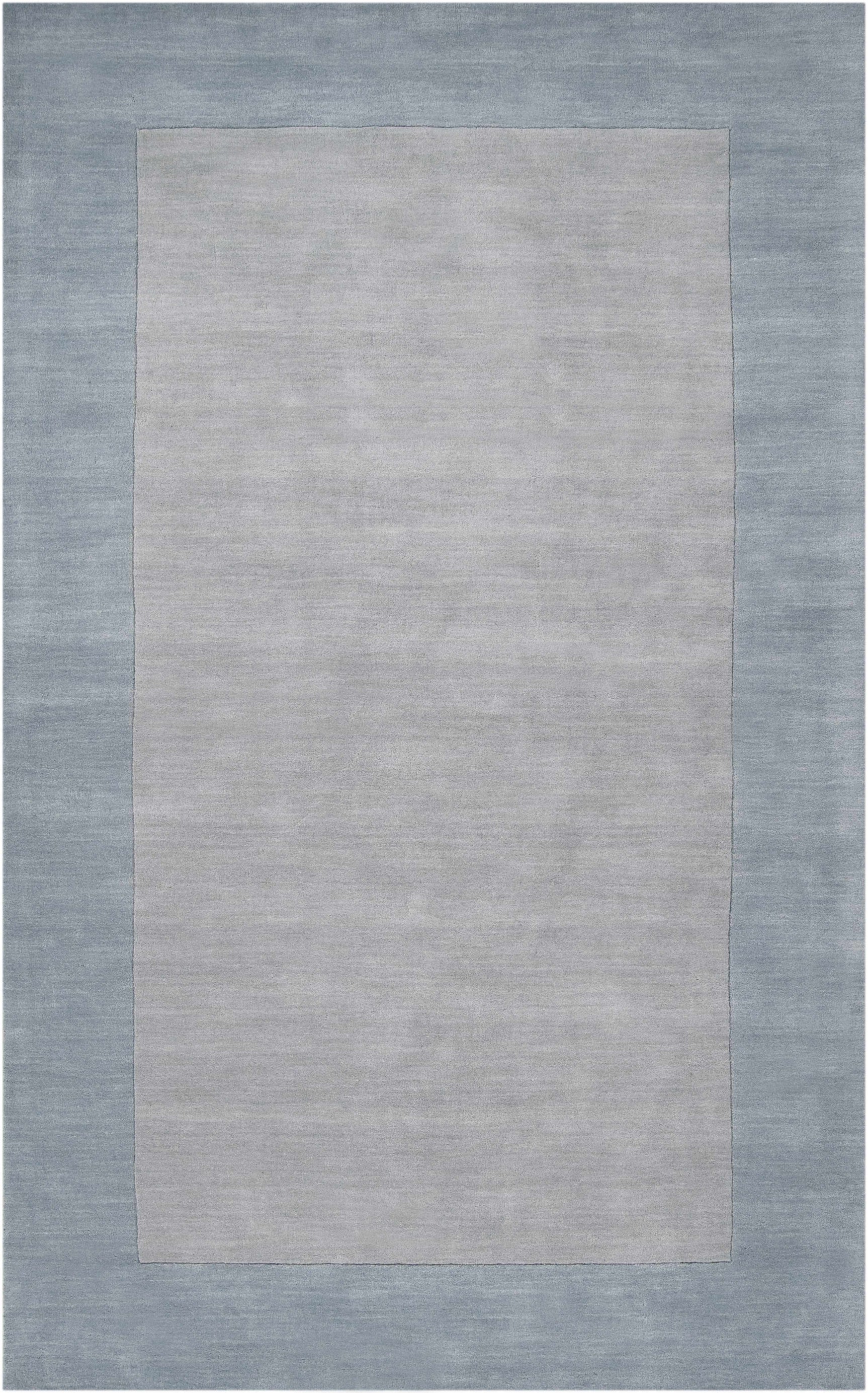 Arkabutla Solid Blue Bordered Wool Rug - Ornate Home