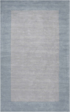 Arkabutla Solid Blue Bordered Wool Rug - Ornate Home