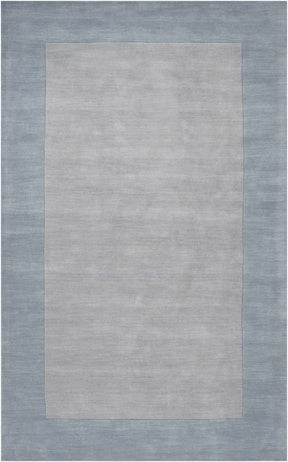 Arkabutla Solid Blue Bordered Wool Rug - Ornate Home