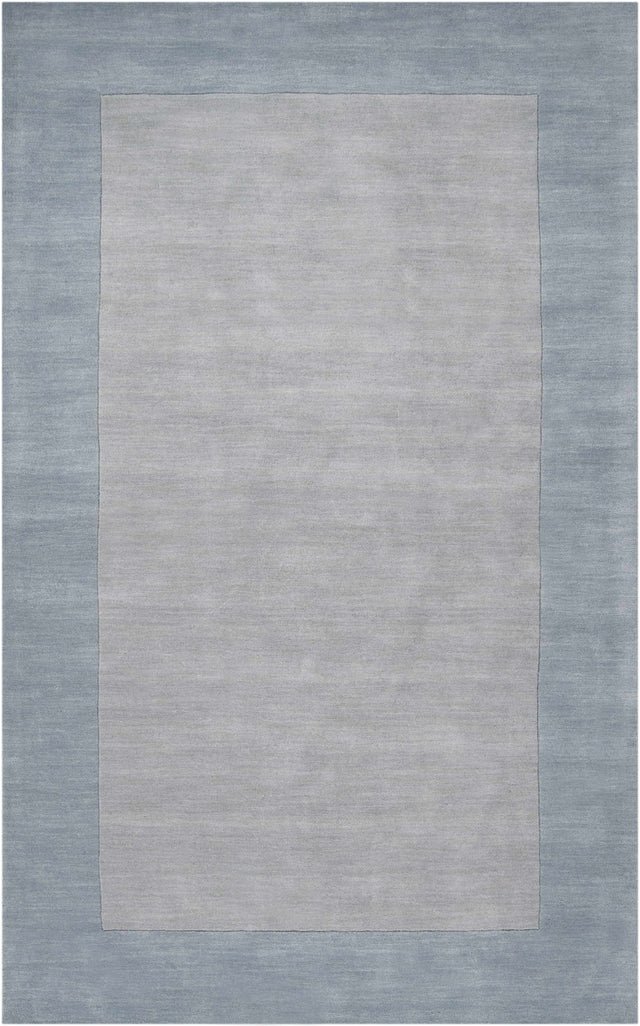Arkabutla Solid Blue Bordered Wool Rug - Ornate Home