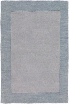 Arkabutla Solid Blue Bordered Wool Rug - Ornate Home