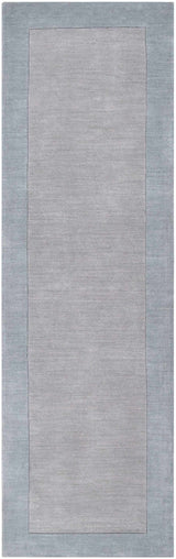 Arkabutla Solid Blue Bordered Wool Rug - Ornate Home