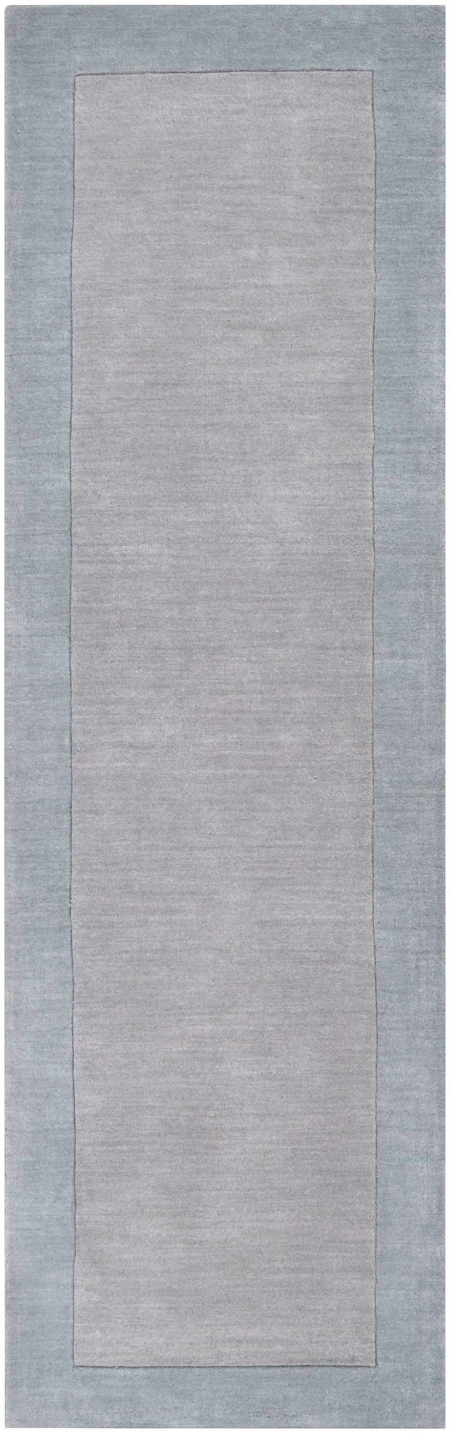 Arkabutla Solid Blue Bordered Wool Rug - Ornate Home