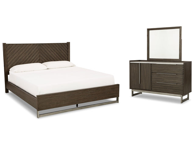 Arkenton Grayish Brown King Panel Bed, Dresser and Mirror (Online Special Price) - Ornate Home
