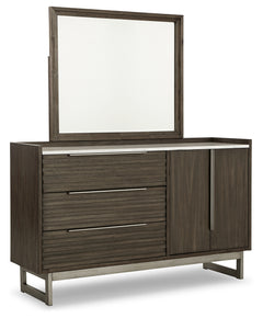 Arkenton Grayish Brown King Panel Bed, Dresser and Mirror - Ornate Home
