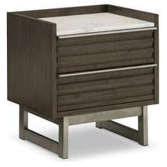 Arkenton Grayish Brown/White Two Drawer Nightstand - Ornate Home