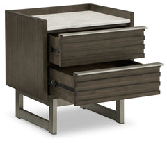 Arkenton Grayish Brown/White Two Drawer Nightstand - Ornate Home