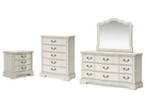 Arlendyne Antique White Dresser, Mirror, Chest and Nightstand - Ornate Home