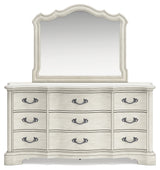 Arlendyne Antique White Dresser, Mirror, Chest and Nightstand - Ornate Home