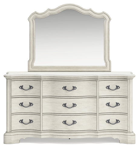 Arlendyne Antique White Dresser, Mirror, Chest and Nightstand - Ornate Home