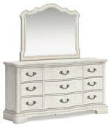 Arlendyne Antique White Dresser, Mirror, Chest and Nightstand - Ornate Home