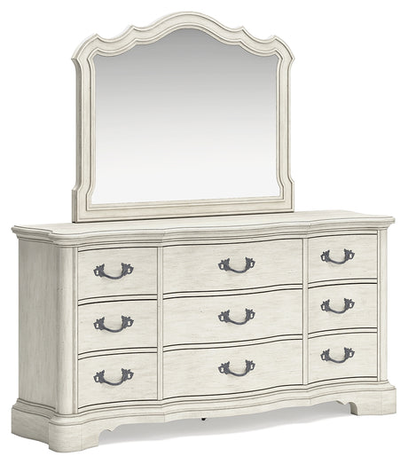 Arlendyne Antique White Dresser, Mirror, Chest and Nightstand - Ornate Home