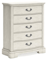 Arlendyne Antique White Dresser, Mirror, Chest and Nightstand - Ornate Home