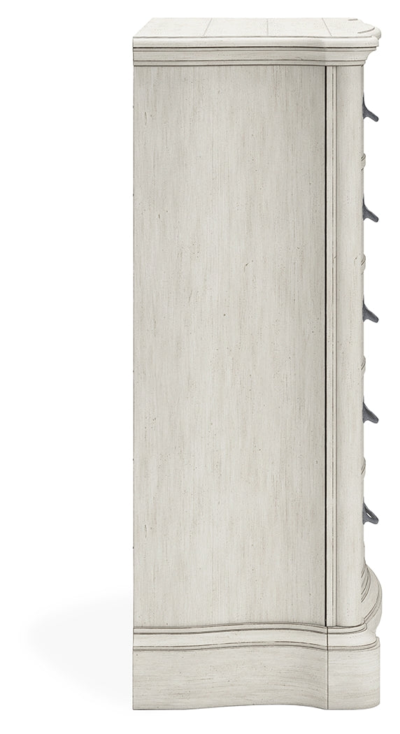 Arlendyne Antique White Dresser, Mirror, Chest and Nightstand - Ornate Home