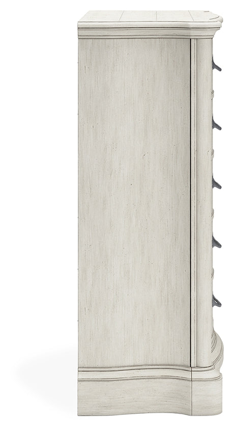 Arlendyne Antique White Dresser, Mirror, Chest and Nightstand - Ornate Home