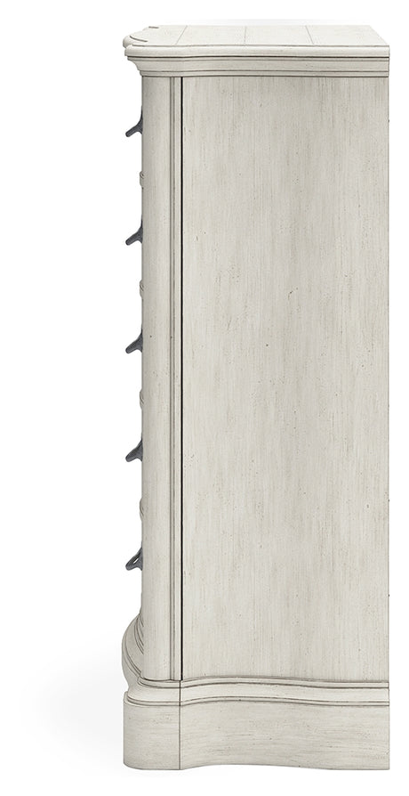 Arlendyne Antique White Dresser, Mirror, Chest and Nightstand - Ornate Home