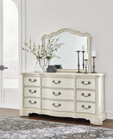 Arlendyne Antique White Dresser, Mirror, Chest and Nightstand - Ornate Home