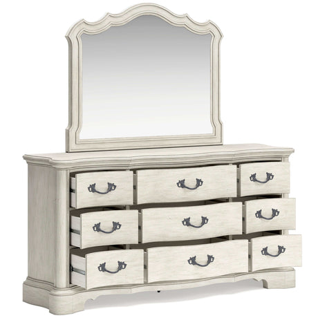 Arlendyne Antique White Dresser & Mirror - Ornate Home