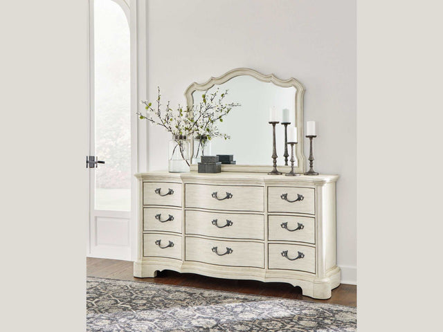 Arlendyne Antique White Dresser & Mirror - Ornate Home