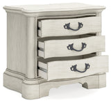 Arlendyne Antique White King Panel Bedroom Set with 2 Nightstands - Ornate Home