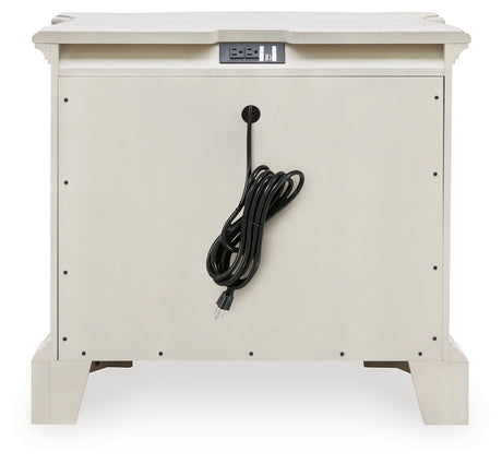 Arlendyne Antique White King Panel Bedroom Set with 2 Nightstands - Ornate Home