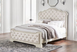 Arlendyne Antique White King Panel Bedroom Set with 2 Nightstands - Ornate Home