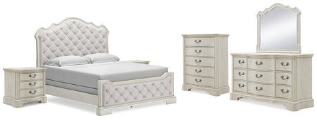 Arlendyne King Panel Bedroom Set with Dresser, Mirror, Chest and 2 Nightstands - Ornate Home