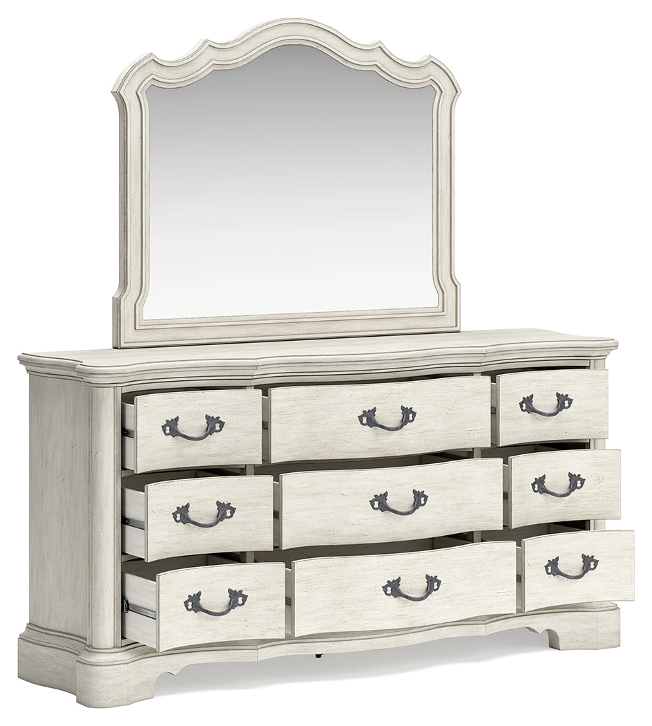 Arlendyne King Panel Bedroom Set with Dresser, Mirror, Chest and 2 Nightstands - Ornate Home
