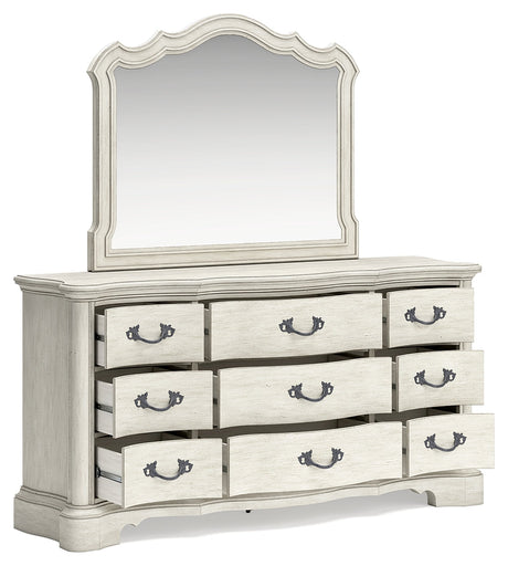 Arlendyne King Panel Bedroom Set with Dresser, Mirror, Chest and 2 Nightstands - Ornate Home