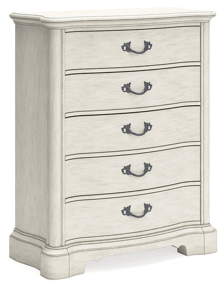 Arlendyne King Panel Bedroom Set with Dresser, Mirror, Chest and 2 Nightstands - Ornate Home
