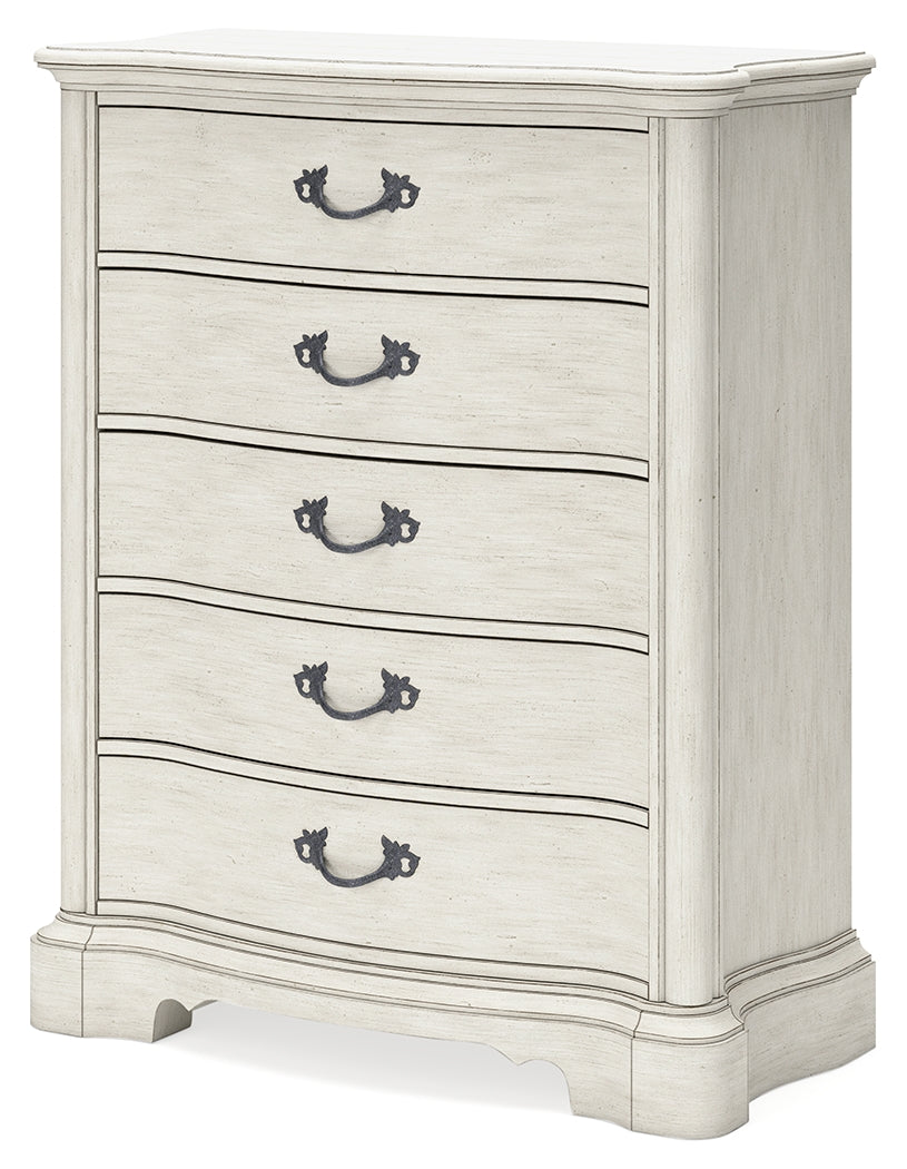 Arlendyne King Panel Bedroom Set with Dresser, Mirror, Chest and 2 Nightstands - Ornate Home