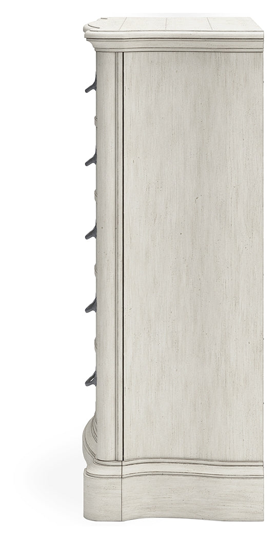 Arlendyne King Panel Bedroom Set with Dresser, Mirror, Chest and 2 Nightstands - Ornate Home