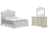 Arlendyne King Upholstered Bedroom Set with Dresser and Mirror - Ornate Home