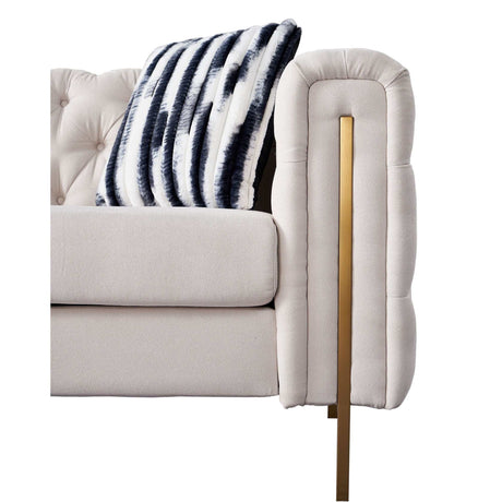 Arlene Modern Ivory Sofa Linen Square Arm Sofa, 84.25" W Couch, Beige - Ornate Home