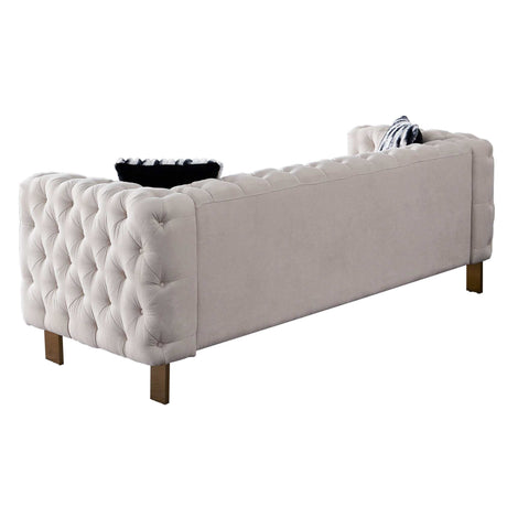 Arlene Modern Ivory Sofa Linen Square Arm Sofa, 84.25" W Couch, Beige - Ornate Home