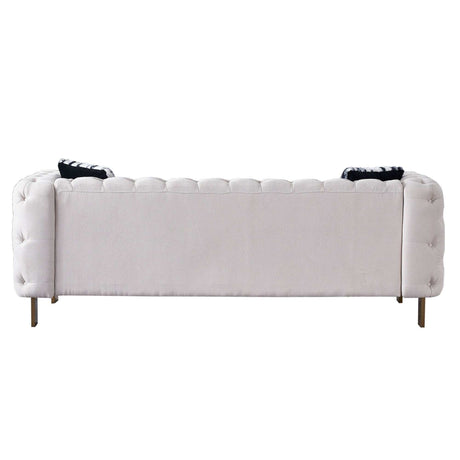 Arlene Modern Ivory Sofa Linen Square Arm Sofa, 84.25" W Couch, Beige - Ornate Home
