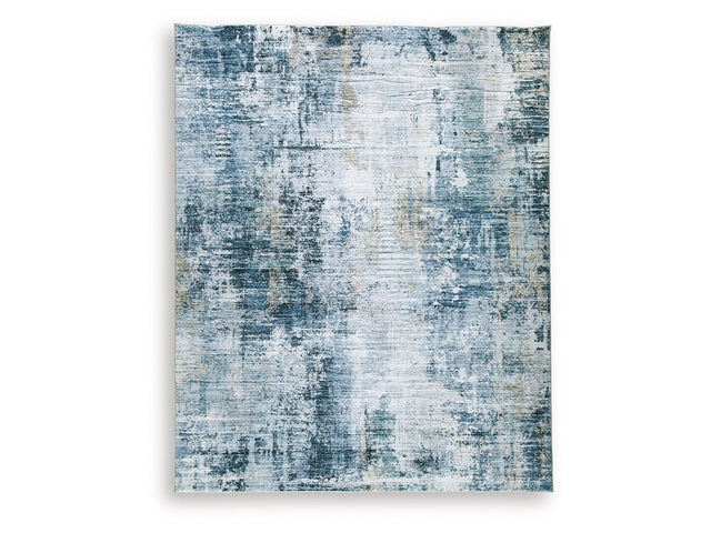 Arlenmont Blue/White/Brown Memory Foam Large Rug (Online Special Price) - Ornate Home