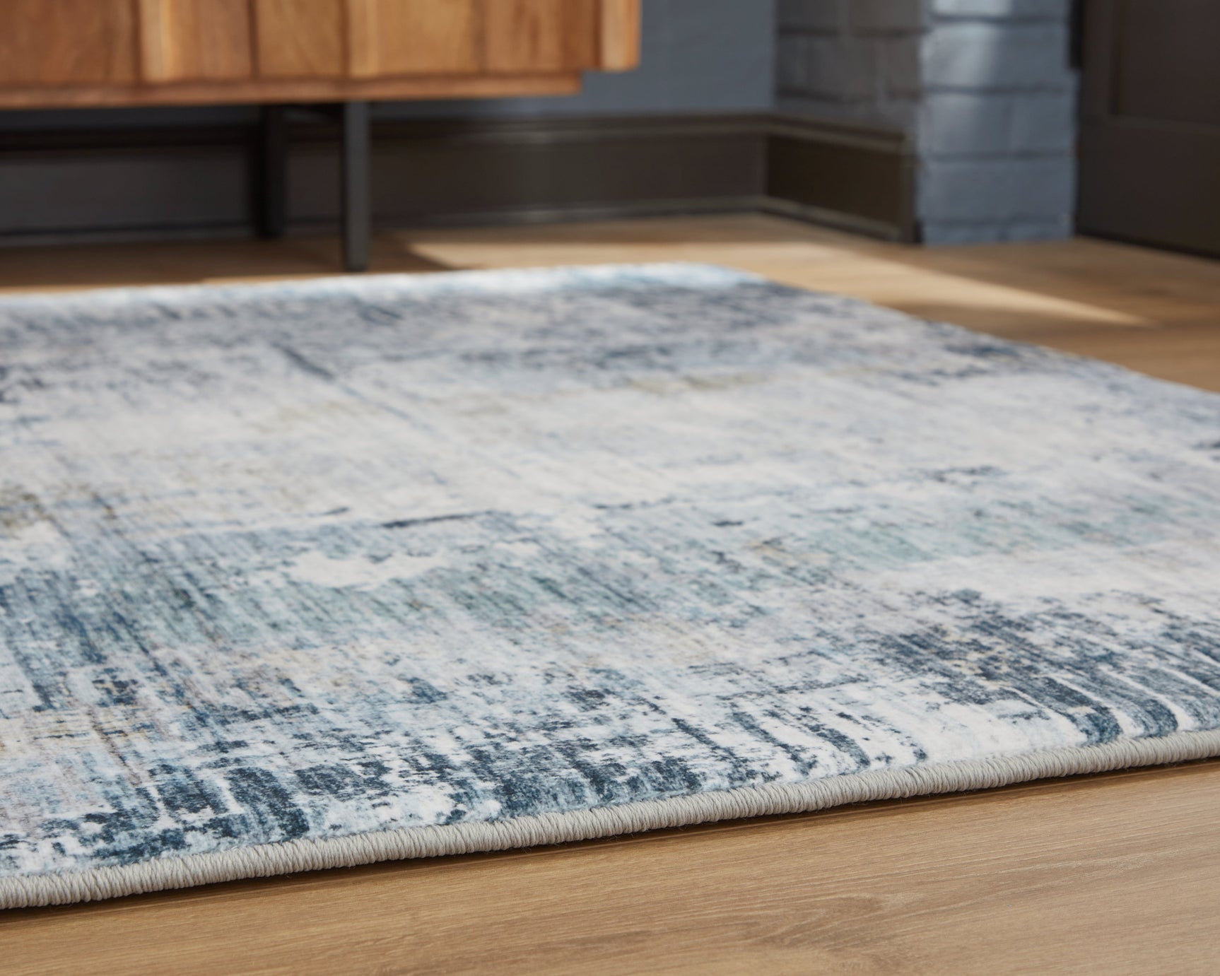 Arlenmont Blue/White/Brown Memory Foam Large Rug (Online Special Price) - Ornate Home