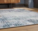 Arlenmont Blue/White/Brown Memory Foam Large Rug - Ornate Home