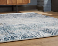 Arlenmont Blue/White/Brown Memory Foam Large Rug - Ornate Home