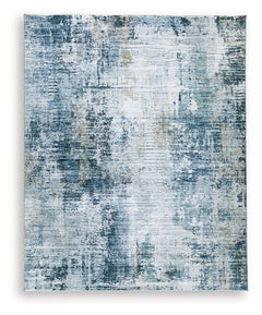 Arlenmont Blue/White/Brown Memory Foam Large Rug - Ornate Home