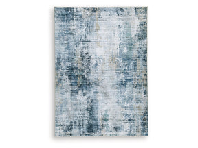 Arlenmont Blue/White/Brown Memory Foam Medium Rug (Online Special Price) - Ornate Home