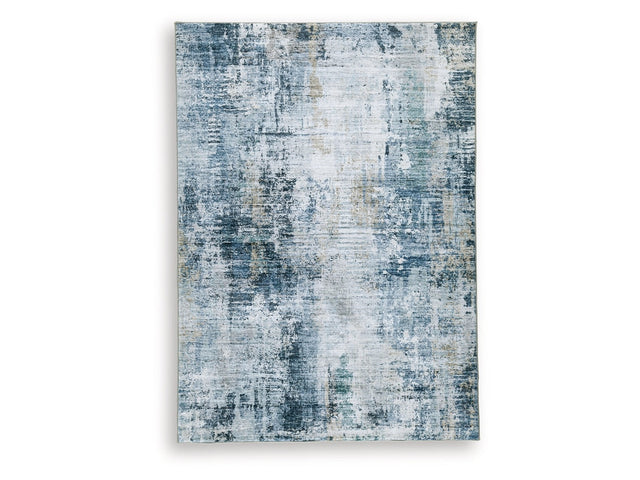 Arlenmont Blue/White/Brown Memory Foam Medium Rug - Ornate Home