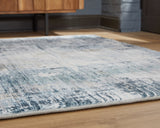 Arlenmont Blue/White/Brown Memory Foam Medium Rug - Ornate Home