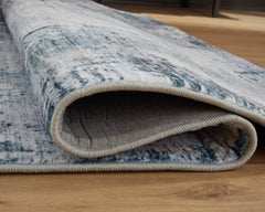 Arlenmont Blue/White/Brown Memory Foam Medium Rug - Ornate Home