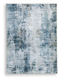 Arlenmont Blue/White/Brown Memory Foam Medium Rug - Ornate Home