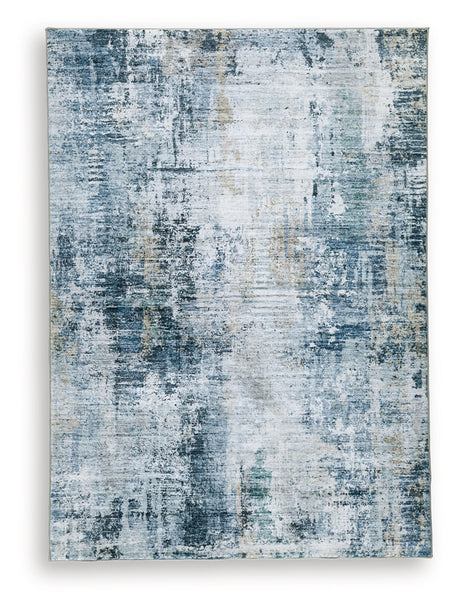 Arlenmont Blue/White/Brown Memory Foam Medium Rug - Ornate Home